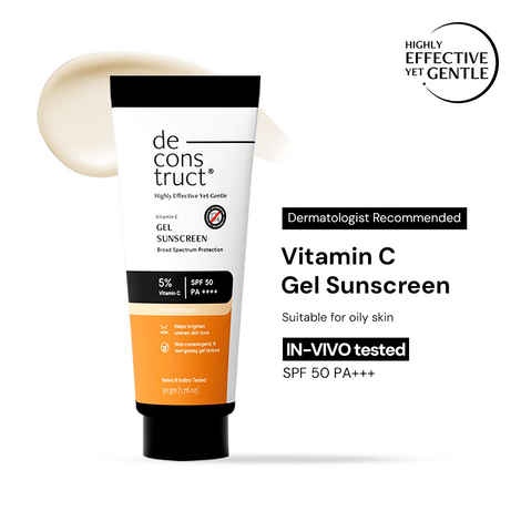 Buy Deconstruct 5% Vitamin C Gel Sunscreen SPF 50 PA++++ (In Vivo), Brightens Skin Tone, New Gen Filters 50 gm - Purplle