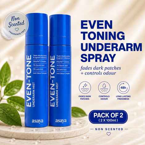 Buy Asaya Even Tone Mist for Dark Underarm | 7% Glycolic Acid Spray with 3% Lactic Acid & MelaMe™ Complex | Brightens Skin & Exfoliates Underarm | 100 ml | Pack of 2 - Purplle