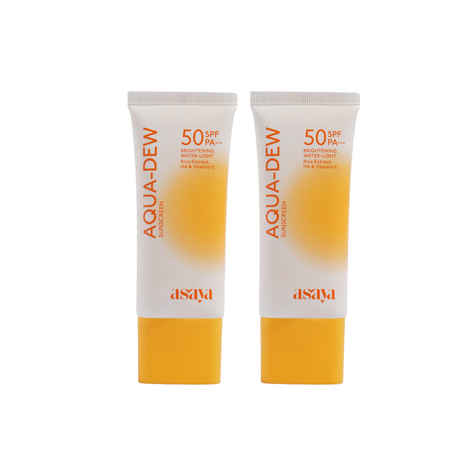Buy Asaya Aqua Dew Sunscreen SPF 50 PA+++ | In Vivo Tested | UVA/UVB Protection | No White Cast | Ultra Light Water Sunscreen | 50 ml | Pack of 2 - Purplle