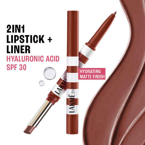Buy Lakme 9to5 Hya Matte Beach Edit Lipstick+Liner 2- Afterhours Nude- 2.24 gm - Purplle