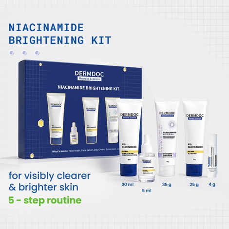 Buy DERMDOC Niacinamide Brightening Kit | 5-Step Routine for Clearer & Brighter Skin | Face Wash, Serum, Day Cream, Sunscreen & Lip Balm | Helps Reduce Dark Spots & Improve Uneven Skin Tone | Pack of 5 - Purplle
