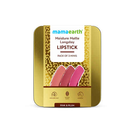 Buy Mamaearth Moisture Matte Long Stay Lipstick Gift Set - Pink & Plum 12-Hour* Long Stay | Made Safe Certified | Smudge Proof | Travel Friendly Pack of 3 - Purplle