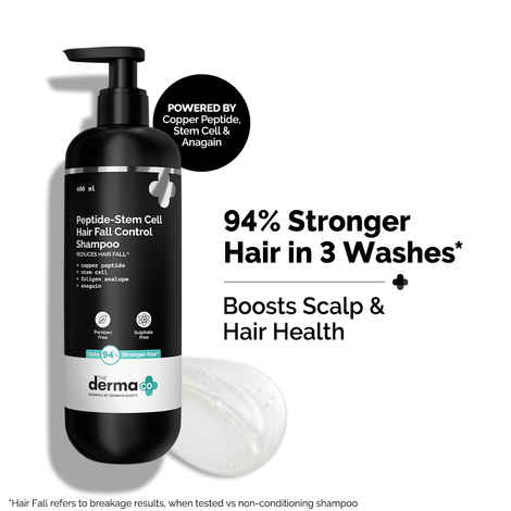 Buy The Derma co. Peptide-Stem Cell Hair Fall Control Shampoo (400 ml) Triple Actives Formula | 94% Stronger Hair | Reduces Hair Loss | Boosts Hair & Scalp Health | Safe & Effective - Purplle
