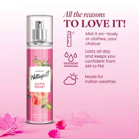 Buy Layerr Wottagirl Cupid Heart Fragrant Body Splash 135 ml | | fragrance for women | body mist for women - Purplle