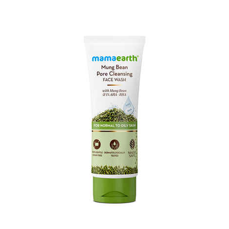 Buy Mamaearth Mung Bean Pore Cleansing Face Wash with Mung Bean, AHA & BHA for Normal to Oily Skin - 100 ml India's First 100% Soap-Free Face Wash for Deep Pore Cleansing | Enriched with Mung Bean & 1% AHA-BHA - Purplle