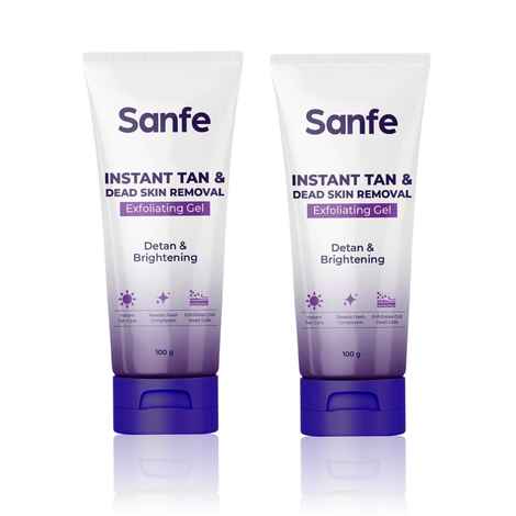Buy Sanfe Instant Tan & Dead Skin Removal Exfoliating Gel | Visibly Removes Tan | Exfoliates Dead Skin in Minutes | Smooth & Bright Skin | 100 gm - Pack of2 - Purplle