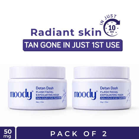 Buy Moody Detan Dash Flash Facial Exfoliating Mask for Tan Removal & Exfoliation - Pack of 2 (50 gm Each) - Purplle