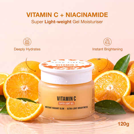 Buy Good Vibes Vitamin C Super Light Gel Moisturiser | 6% Hydration Complex + Vitamin C + Niacinamide | Oil-Free Gel Moisturiser | Lightweight Hydration for Bright & Even-Looking Skin | Non-Sticky & Fast-Absorbing | 120 gm - Purplle