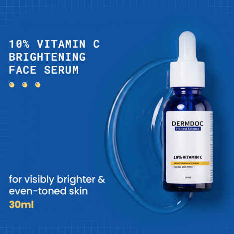 Buy DERMDOC 10% Vitamin C Brightening Face Serum | Dark Spot & Pigmentation Serum | With 0.4% Glutathione Complex Arbutin & Peptides | For Brighter, Even-Toned Skin | Hydrating Face Serum | All Skin Types | 30 ml - Purplle