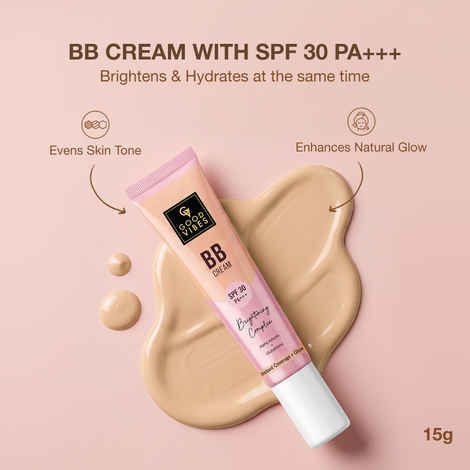 Buy Good Vibes BB Cream SPF 30 PA+++ | Brightening Complex with Alpha Arbutin, Glutathione, Niacinamide & Hyaluronic Acid | Even Skin Tone| Instant Spot Coverage | Natural Glow & Hydration | Lightweight Daily Wear | 15 gm - Purplle