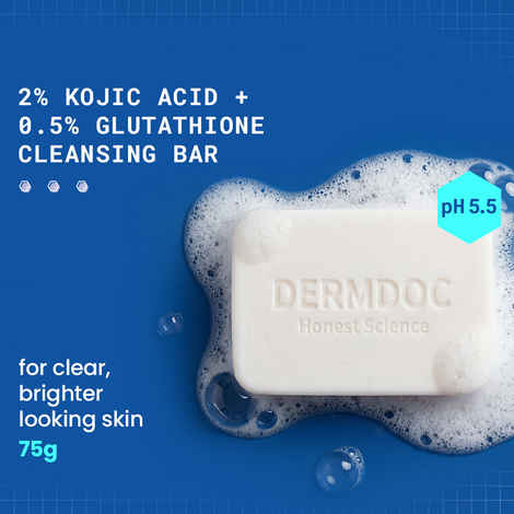 Buy DERMDOC 2% Kojic Acid and 0.5% Glutathione Cleansing Bar (75 gm) | Brightening | Gentle Cleansing Action | Sensitive Skin Friendly - Purplle