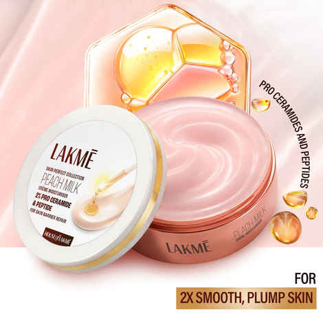 Lakme Peach Milk Creme Moisturizer with 2% Pro-Ceramide & Peptides | Repairs Damaged Skin Barrier & Gives Intense Hydration | For Dry Skin, Normal Skin & Sensitive Skin 100 gm