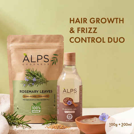 Buy Alps Goodness Hair Growth & Frizz Control Duo | Rosemary Leaves 100 gm | Flaxseed Gel 300 ml | (Pack of 2) - Purplle