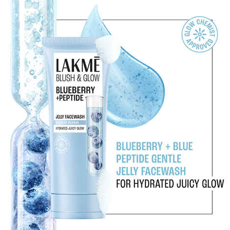 Buy Lakme Blush & Glow Blueberry + Blue Peptide Gentle Jelly Face Wash for Dry and Dehydrated Skin - 150 gm | Clinically Proven to Repair Skin Barrier | Intense Hydration & Moisturizing Daily Cleanser for Men & Women - Purplle