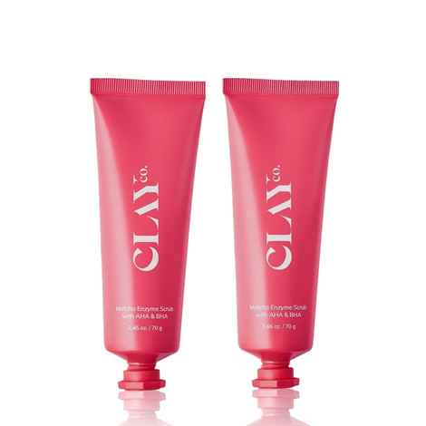 Buy Clayco Matcha Glow & Clear Duo for Men & Women | Matcha Enzyme Scrub with Glycolic Acid (AHA) & Salicylic Acid (BHA) for Exfoliation & Brighter Skin | Pack of 2 | 70 gm x 2 - Purplle