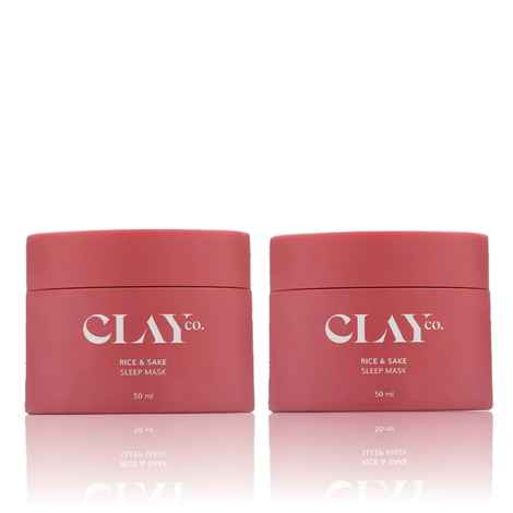 Buy Clayco Brightening & Hydration Duo | Rice & Sake Mask with Vitamin C for Brightening, Overnight Hydration & Glowing Skin | For Men & Women | 50 ml x 2 | Pack of 2 - Purplle