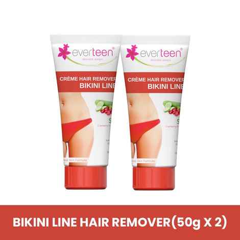 Buy everteen SILKY Hair Removal Cream with Cranberry and Cucumber for Bikini Line & Underarms in Women and Girls | No Harsh Smell, Skin Darkening or Rashes | 2 Pack 50 gm Each with Spatula and Coin Tissues - Purplle