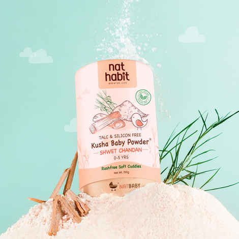 Buy Nat Habit Shwet Chandan Baby Powder|Talc Free Baby Dusting Powder with Sandalwood Helps Protect from Rash, Sweat, Friction & Skin Irritation|Paediatrician and dermatologically tested|Gentle Care for Baby|150 gm - Purplle