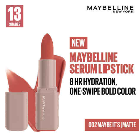 Buy Maybelline New York Serum Lipstick (Matte) 8HR Weightless Hydration, One-Swipe Bold Color, Nude - 002 Maybe It'S , 3.4 gm - Purplle