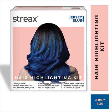 Buy Streax Hair Colour Highlight Kit | Blue Hair Colour, Jersey Blue, 180 gm - Purplle