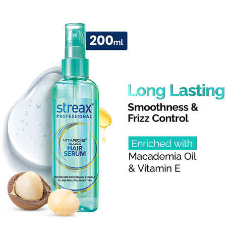 Buy Streax Professional Vitariche Gloss Hair Serum For Women| With Vitamin E & Macadamia Oil | For All Hair Types| 200 ml - Purplle