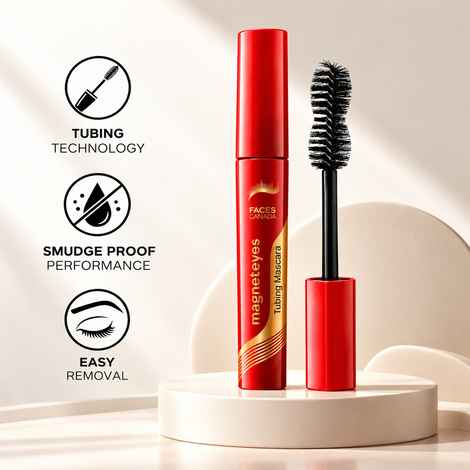 Buy FACES CANADA Magneteyes Tubing Mascara - Black, 7.5 ml | Long Lasting Wear | Lengthening, Volumizing & Lifting | Smudge-Proof | Flake-Free | Sweat-Resistant | Fine Lashes | Easy Removal | Gentle On Lashes - Purplle