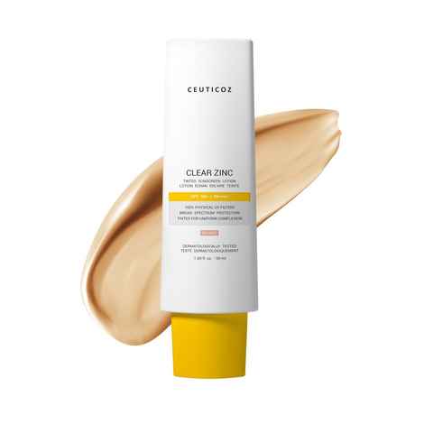 Buy Ceuticoz Clear Zinc Tint SPF Lotion Sunscreen Bronze 50 ml - Purplle