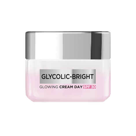 Buy Loreal Paris Glycolic Bright Day Cream with SPF 30, 15 ml | Skin Brightening & Visibly Minimizes Spots For Even Glowing Skin - Purplle