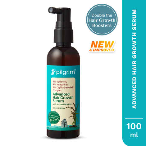 Buy Pilgrim 3% Redensyl & 4% Anagain Advanced Hair Growth Serum, 100 ml, with Korean Black Rice, Controls Hair Fall, Stimulates Hair Growth, Increase Hair Density, Hair Growth Serum for Men & Women - Purplle