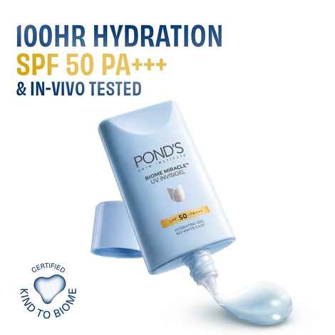Buy Ponds BIOME Miracle|UV Invisigel Moisturiser|100HR Hydration | SPF 50 PA+++| 50 gm - Purplle