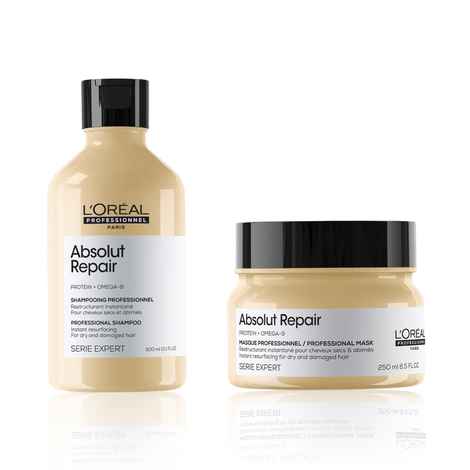 Buy L'Oreal Professionnel Absolut Repair Lipidium Masque (250 ml)+ L'Oreal Professionnel Absolut Repair Lipidium Shampoo (300 ml) Combo of 2 - Purplle