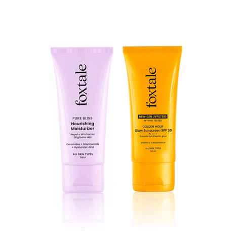 Buy Foxtale Glow & Barrier Repair Combo | Ceramide & Niacinamide Moisturizer + Vitamin C & Niacinamide Glow Sunscreen SPF 50 PA++++ | Day & Night Hydration | 50 ml + 50 ml - Combo of 2 - Purplle