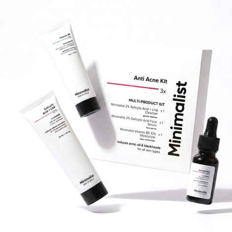 Buy Minimalist Anti Acne Skin Kit (2% Salicylic Acid + LHA Cleanser 30 ml + 2% Salicylic Acid Face Serum 10 ml + Vitamin B5 10% Moisturizer 30 gm) (70 ml) - Purplle