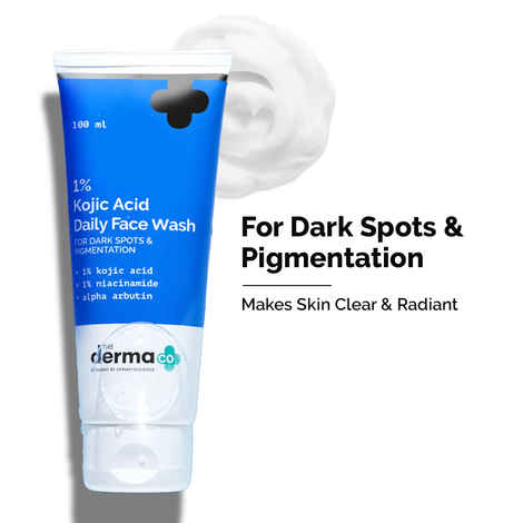 Buy The Derma Co 1% Kojic Acid Face Wash | With Niacinamide & Alpha Arbutin | Reduces Dark Spots, Pigmentation & Blemishes | Cleanses & Brightens Skin | Non-Drying Formula | For All Skin Types | 100 ml - Purplle