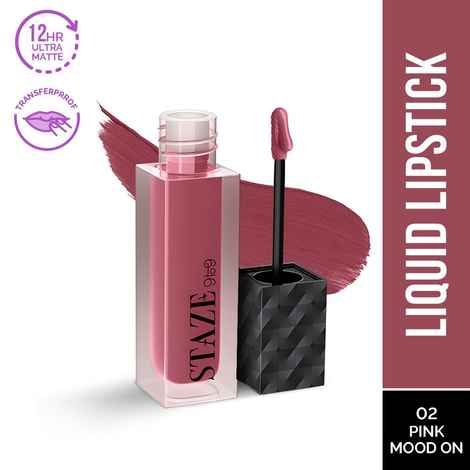 Buy Staze 9to9 Lips Don't Lie Matte + Transferproof Liquid Lipstick | 02 Pink Mood On | 4 ml - Purplle