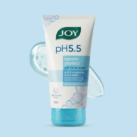 Joy pH 5.5 Ceramide Gel Face Wash for Sensitive Skin - Barrier Repair & Hydrating Cleanser (150 ml) | Moisture Balancing Face Wash Enriched with Vitamin B5 and Vitamin E