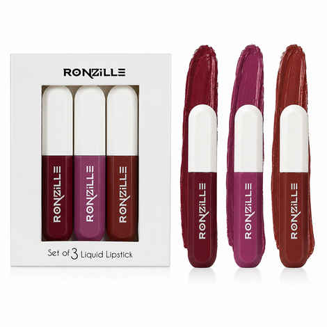 Buy Ronzille Liquid Lipstick Waterproof and smudge-proof Non transferable, Highly pigmented colour Smooth and consistent application. Moisturises and nourishes lips Set of 3(Shade-01) - Purplle