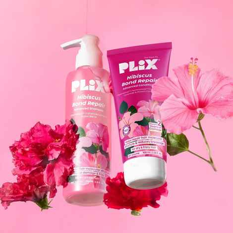 Buy PLIX Hibiscus Bond Repair Duo | Shampoo (200 ml) + Conditioner (100 ml)| FiberHance, Ceramide Complex & Hibiscus Extract | For Stronger, Smoother & More Manageable Hair (Combo of 2) - Purplle