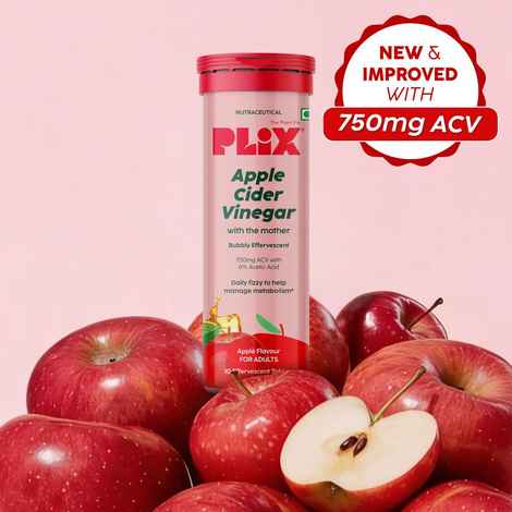 Buy PLIX Apple Cider Vinegar Effervescent Tablets (Apple Burst) | Pack of 1 (10 Tabs) - Purplle