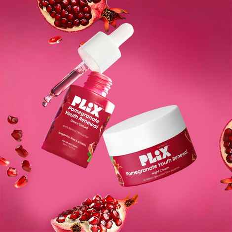 Buy PLIX Pomegranate Youth Renewal Night Care Combo with Youth Renewal Serum (30 ml) & Retinol Night Cream (48 gm)| Fine Lines, Wrinkles & Hydration (Combo of 2) - Purplle