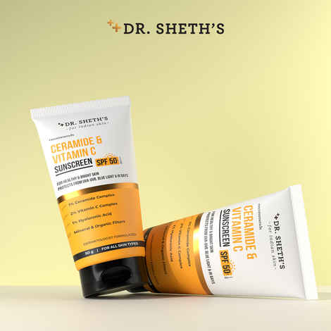 Buy Dr. Sheth's Sun Protection Duo | Ceramide & Vitamin C Sunscreen SPF 50+ (50 gm) + Ceramide & Vitamin C Sunscreen SPF 50+ (50 gm) (Combo of 2) - Purplle
