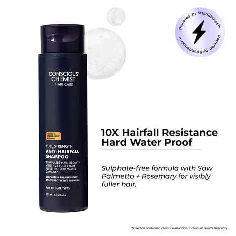 Buy Conscious Chemist Anti Hairfall Shampoo | Saw palmetto,Yeast Extract,Rosemary OIl & Keratin |2x Hair Fall Control & Hair Growth |Hard Water Safe |With StrandBoos Technology| For All Hair Types (200 ml) - Purplle