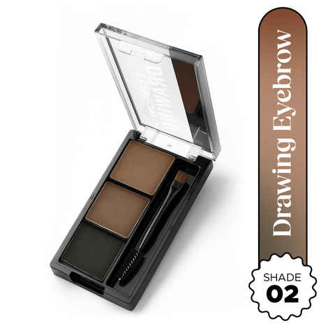 Buy Hilary Rhoda Drawing Eyebrow Palette | Highly Blendable & Superfine Particles | 3 Natural Shades & Comes with a Spoolie | Long Lasting & Waterproof - 7.2 gm (Shade - 02) - Purplle