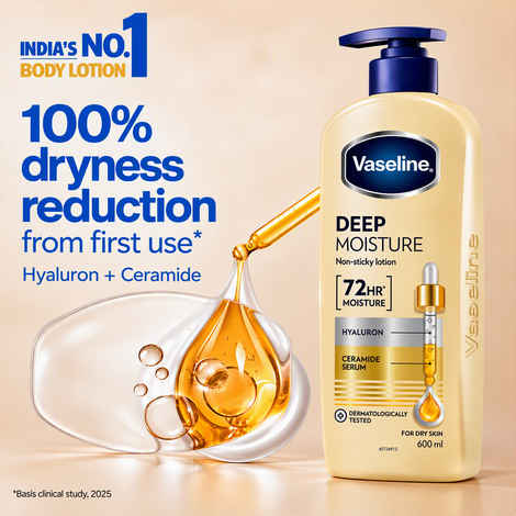 Buy Vaseline Deep Moisture Body Lotion With Ceramide Hyaluron | 10X More Moisture | For Dry Skin | (600 ml) - Purplle