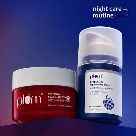 Buy Plum Night routine for blemishes and acne scars (Jelly Serum 25 gm + Night Moiturizer - 30 ml) Combo of 2 - Purplle