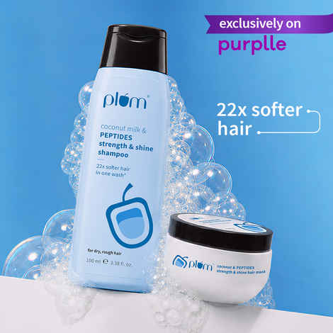 Buy Plum Coconut milk and Peptides Strength & Shine Shampoo 100 ml + Hair mask 100 gm | Combo of 2 for Smooth hair - Purplle