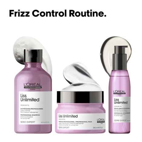 Buy L'Oreal Professionnel Serie Expert Liss Unlimited Shampoo + With Combo of Liss Unlimited Mask+ Liss Unlimited Blow Dry Serum (250ml +250gm+125ml) - Purplle