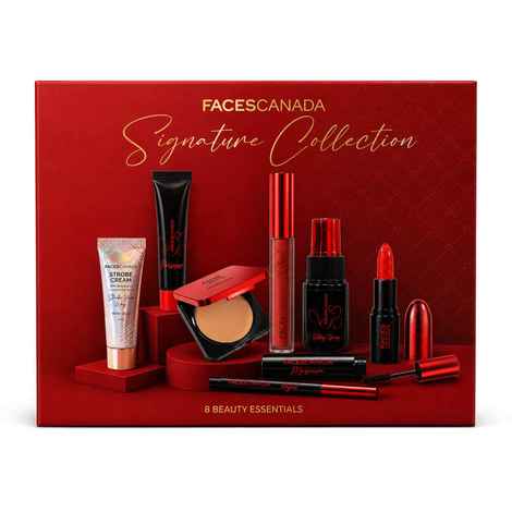 Buy FACES CANADA Signature Collection - Strobe Cream(10 ml)+ Setting Spray(30 ml) +Primer(12 ml)+ Mascara(6 ml)+ Compact(10 gm)+ Blush(2.6 ml)+Lipstick(4.2 gm) + Kajal(0.30 gm) Pack of 8 [FOR DMART] - Purplle