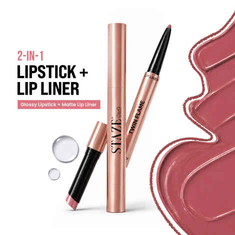 Buy Staze Twin Flame 2-in-1 Lipstick + Lip Liner | Long Lasting | Glossy & Matte |02 Soft Launch (2 gm) - Purplle