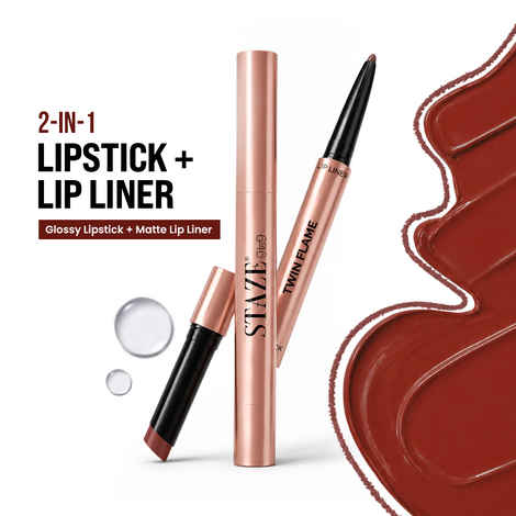 Buy Staze Twin Flame 2-in-1 Lipstick + Lip Liner | Long Lasting | Glossy & Matte | 04 Main Squeeze (2 gm) - Purplle